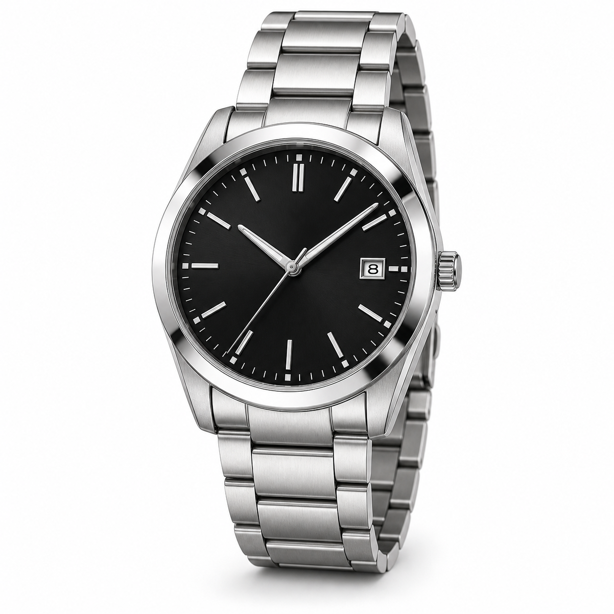 SteelMark Classic Black Dial Watch